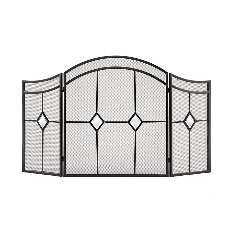 Three Panel Diamond Fireplace Screen in Espresso