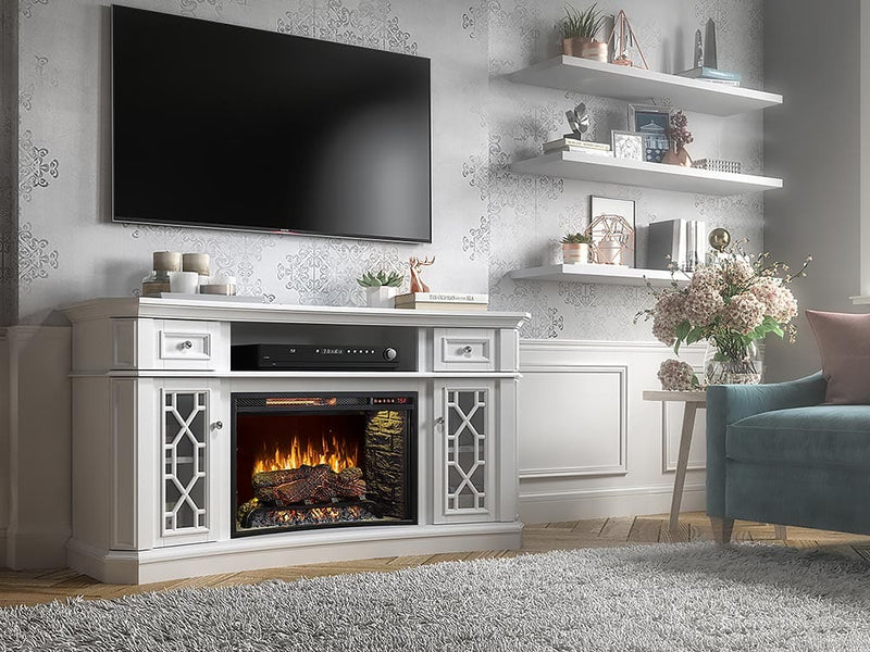 Downey Infrared Electric Fireplace TV Stand in White