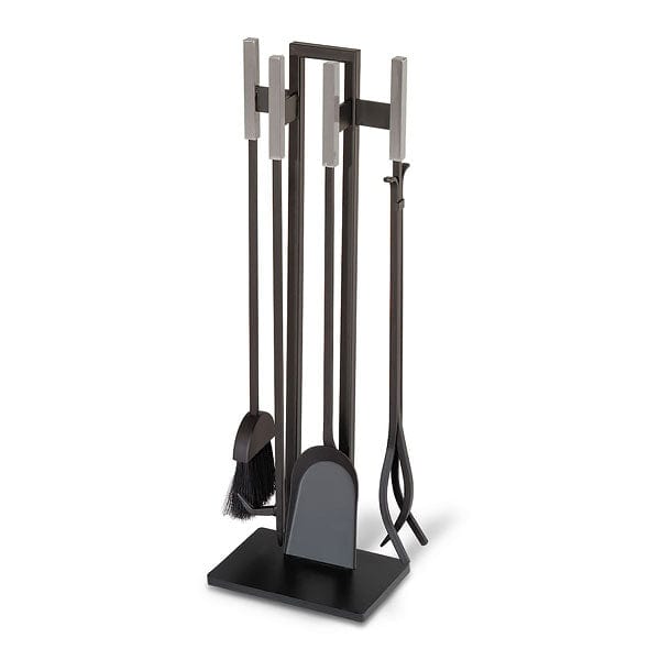 5 Piece Modern Matte Black Fireplace Tool Set - 31-inH