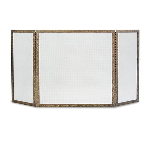 Bay Branch Embossed 3-Panel Screen, Antique Brass