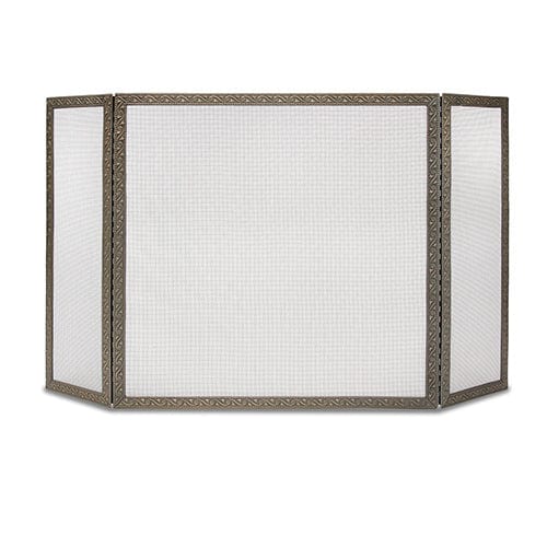 Ballard Embossed 3-Panel Screen, Burnished Brass