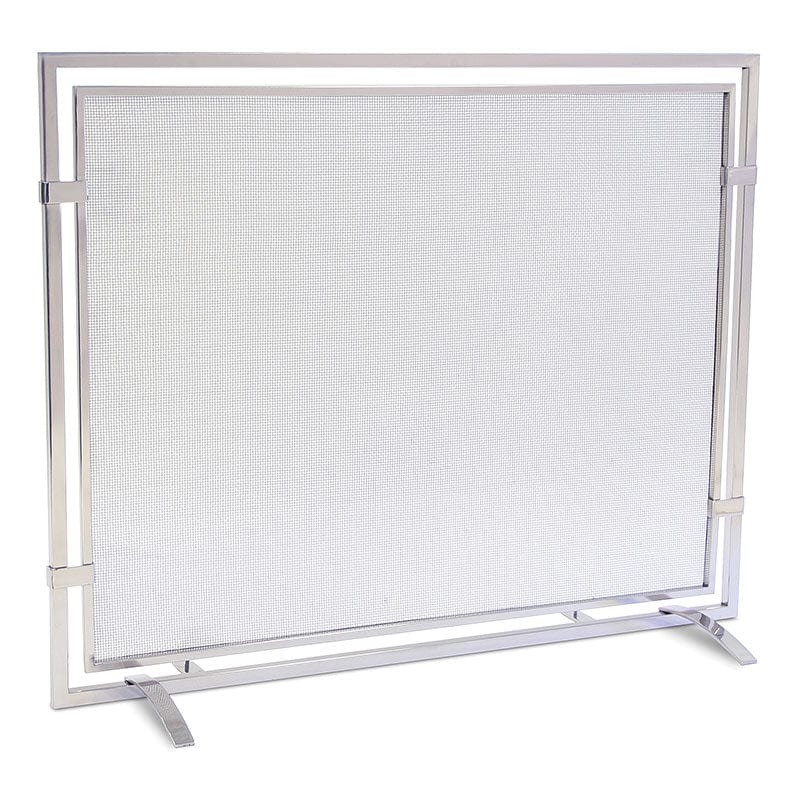 Sinclair Single Panel Fireplace Screen, Polished Nickel