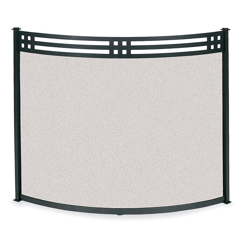 Single Panel Bowed Portfolio Fireplace Screen Matte Black 44-inW