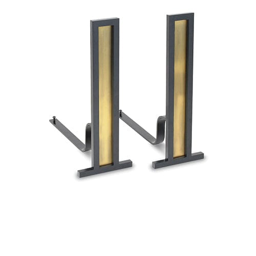 Grand Tower Andiron, Antique Brass & Black