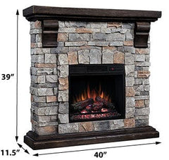 Denali Stone Electric Fireplace Mantel Package in Brushed Dark Pine - 18WM10400-I601