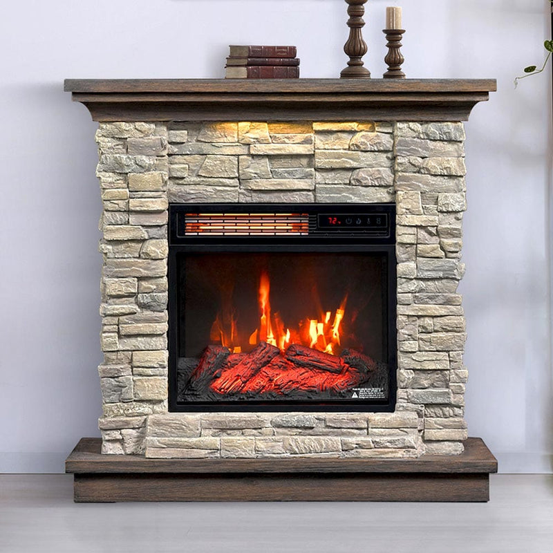 Austin Infrared Electric Fireplace Mantel Package in Stone