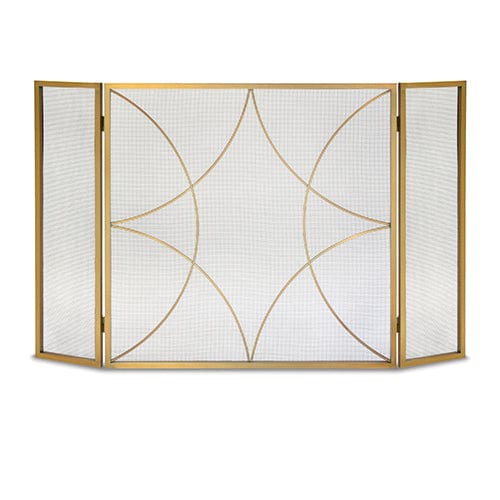 Forged Diamond 3-Panel Screen, Burnished Brass