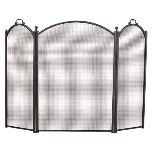 3 Fold Arched Black Fireplace Screen 1383-34