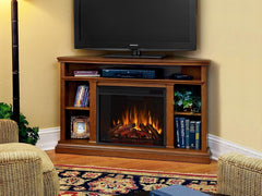 Churchill Corner Electric Fireplace Media Console in Oak