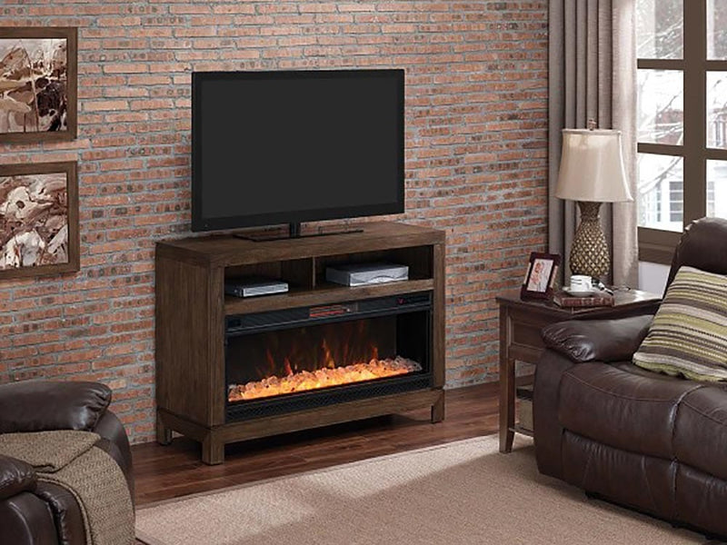 Gifford Electric Fireplace Media Console in Prairie Brown