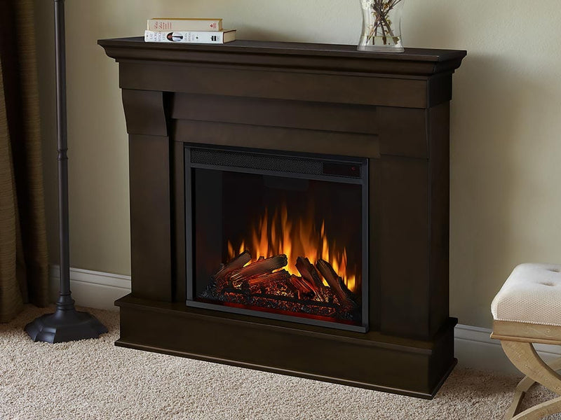 Chateau Electric Fireplace Mantel Package in Dark Walnut