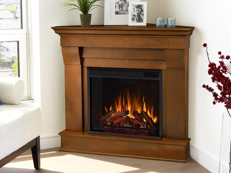 Chateau Corner Electric Fireplace Mantel Package in Espresso - 5950E-E