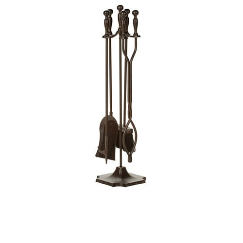 5 Piece Bronze Fireplace Tool Set - 30.5-in H