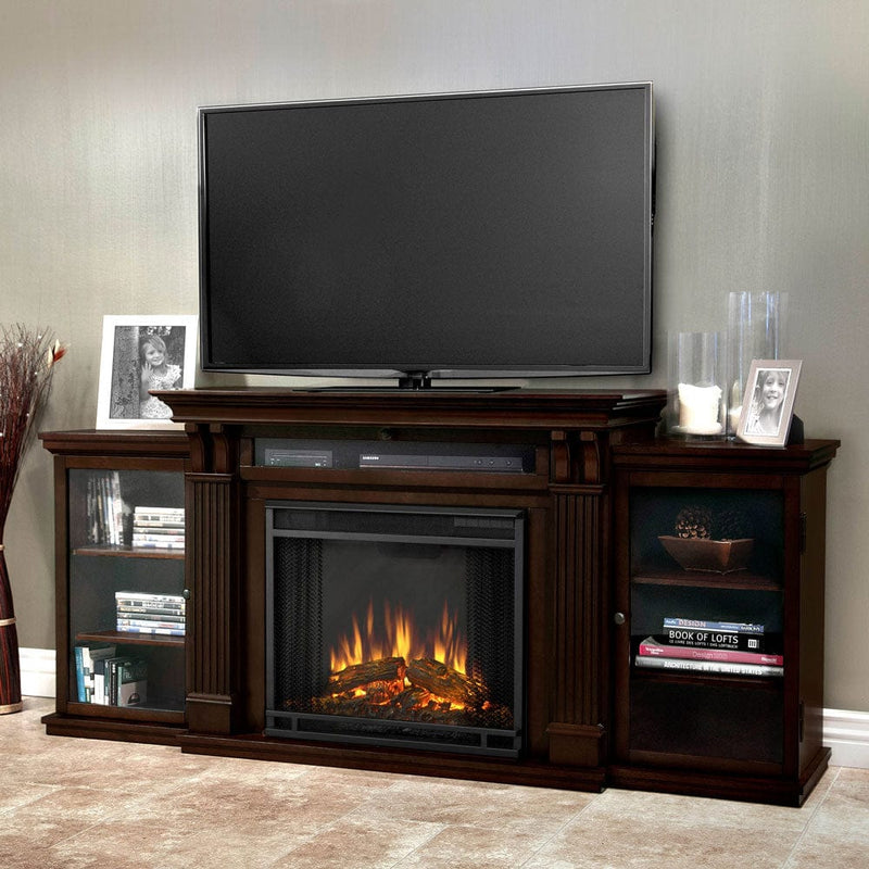 Calie Electric Fireplace Entertainment Center in Dark Walnut