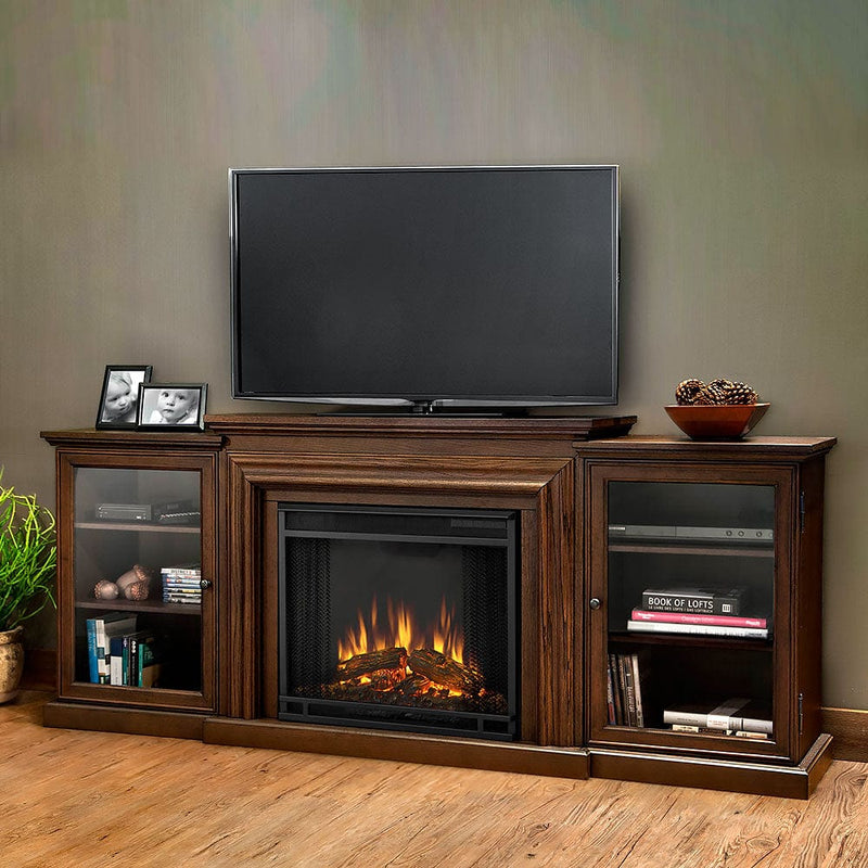 Frederick Electric Fireplace Entertainment Center in Chestnut Oak