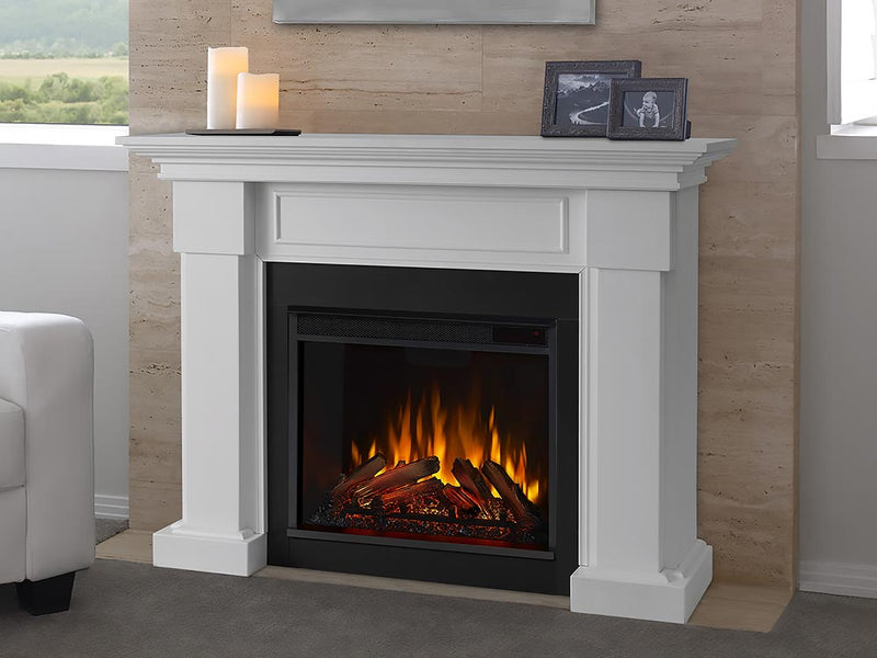 Hillcrest Electric Fireplace Mantel Package in White