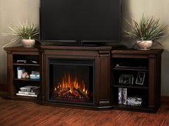 Valmont Electric Fireplace Entertainment Center in Chestnut Oak