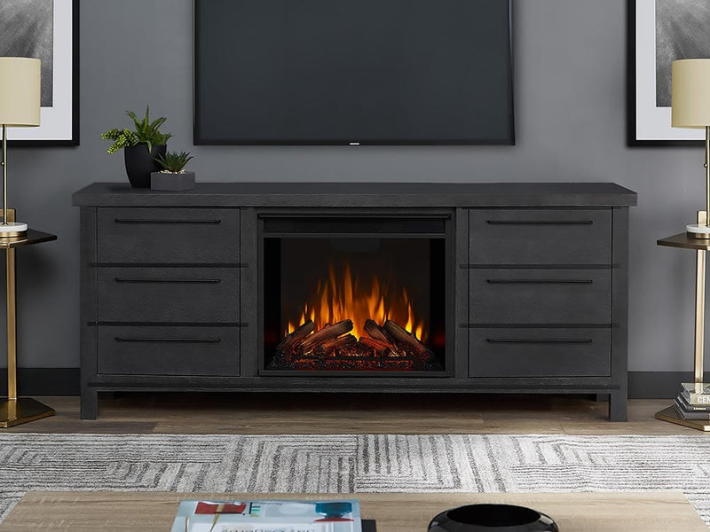 Parsons Electric Fireplace Entertainment Center in Antique Gray