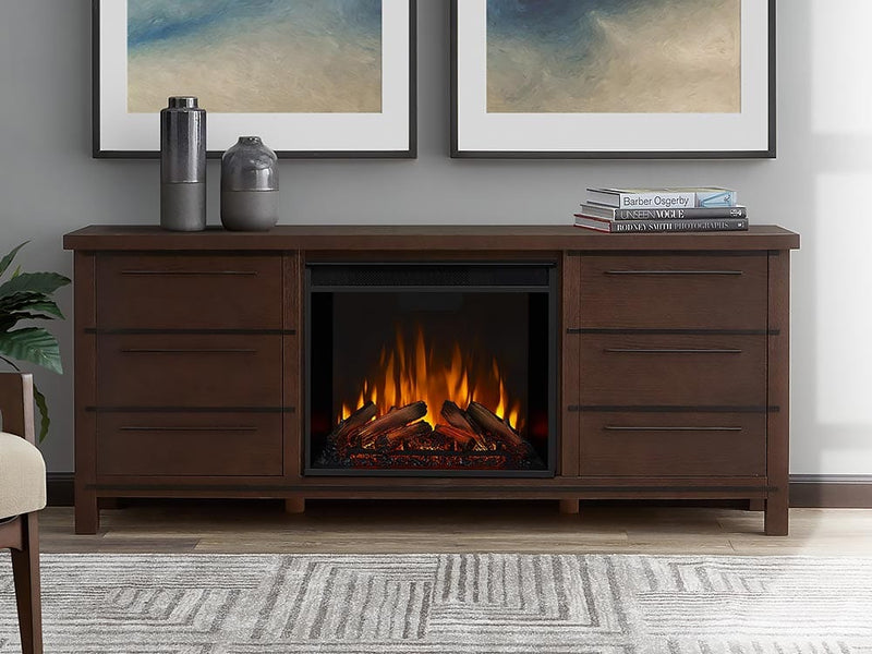 Parsons Electric Fireplace Entertainment Center in Chestnut Oak