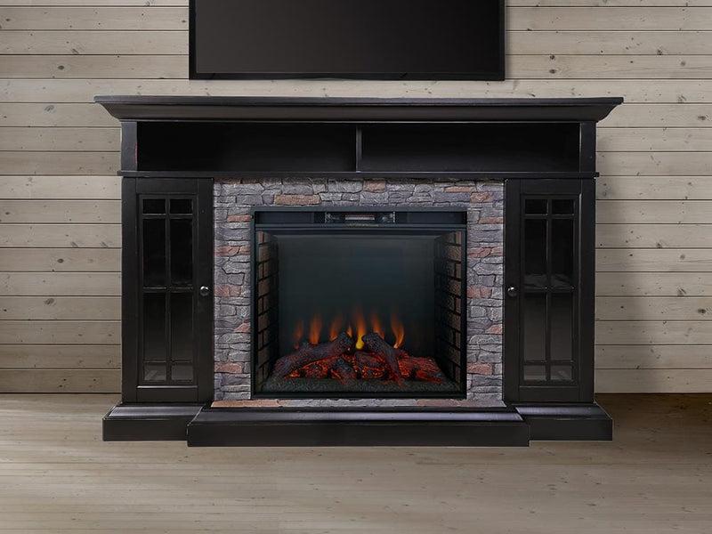 Bennett Infrared Electric Fireplace TV Stand in Farmhouse Ebony