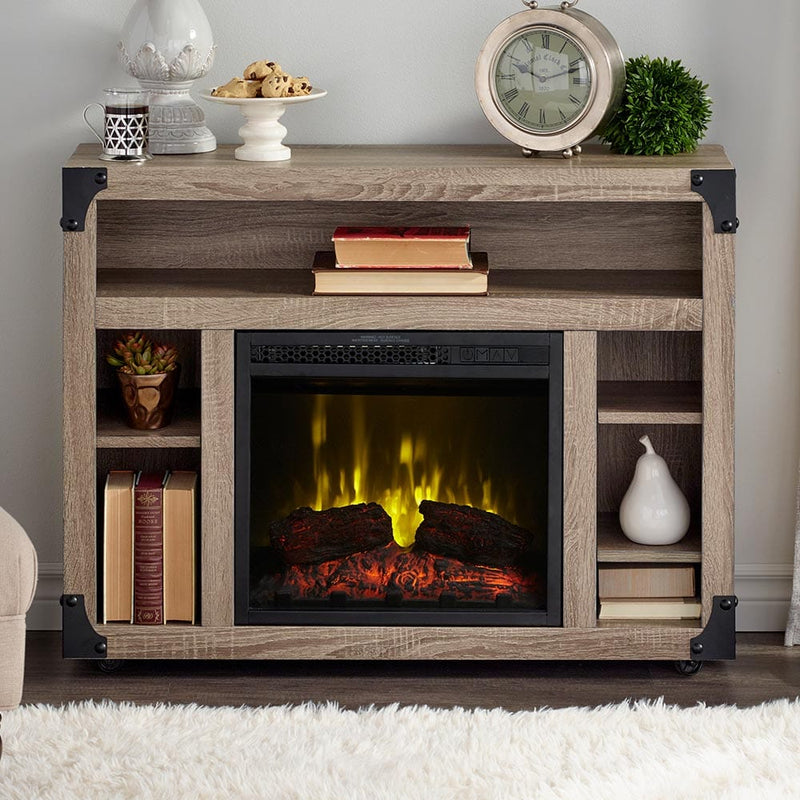 Chelsea Infrared Electric Fireplace Media Cabinet in Distressed Oak