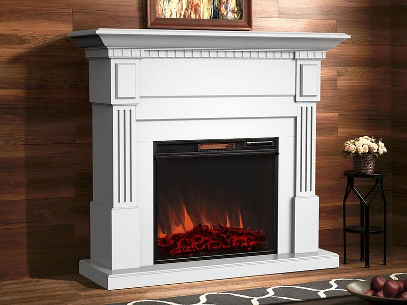 Sandlin Electric Fireplace Mantel Package in White - CS-2855WM-WHT