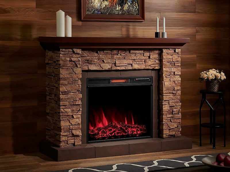 Comfort Smart Stackstone Electric Fireplace Mantel Package