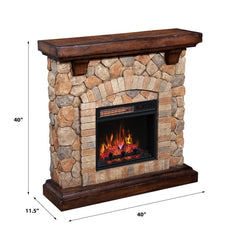 Tequesta Stone Electric Fireplace Mantel Package in Old World Brown - 18WM40070-C296