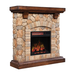 Tequesta Stone Electric Fireplace Mantel Package in Old World Brown - 18WM40070-C296