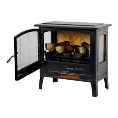 Country Living Black Infrared Electric Fireplace Stove Heater