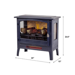 Country Living Navy Blue Infrared Electric Fireplace Stove Heater