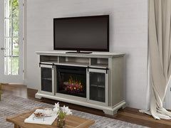 Olivia Electric Fireplace TV Stand in Stone Fox