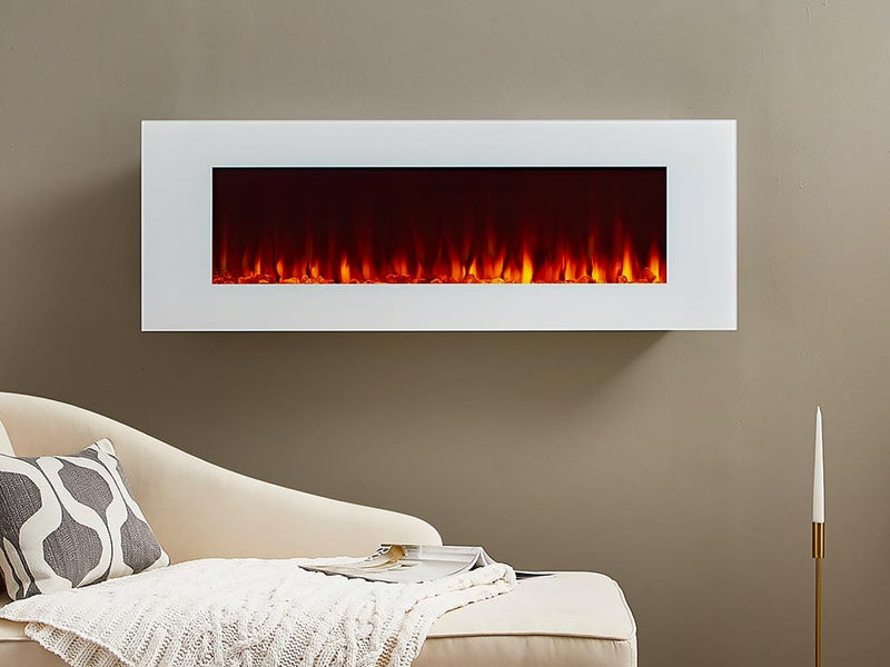 Real Flame 50-In DiNatale Wall Mount Electric Fireplace in White