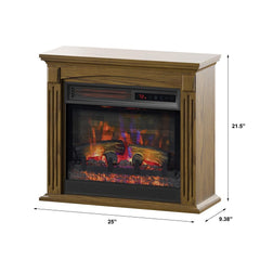 Hamilton Rolling Electric Fireplace Mantel Package in Oak