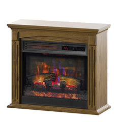 Hamilton Rolling Electric Fireplace Mantel Package in Oak