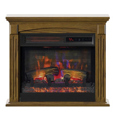 Hamilton Rolling Electric Fireplace Mantel Package in Oak