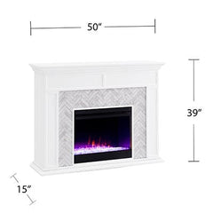 Torlington Electric Fireplace Mantel Package in White w/ Contemporary Firebox