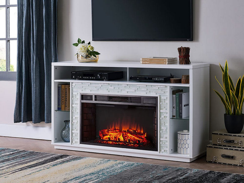 Callum Electric Fireplace TV Stand in White