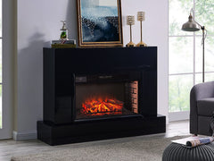 Torvelle Electric Fireplace TV Stand in Gloss Black