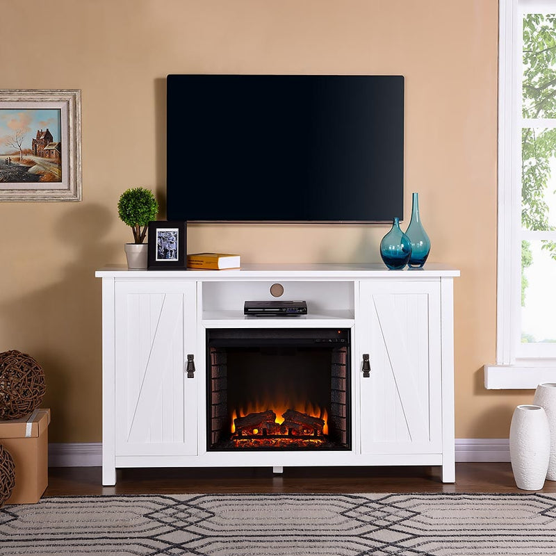 Adderly Electric Fireplace TV Stand in White