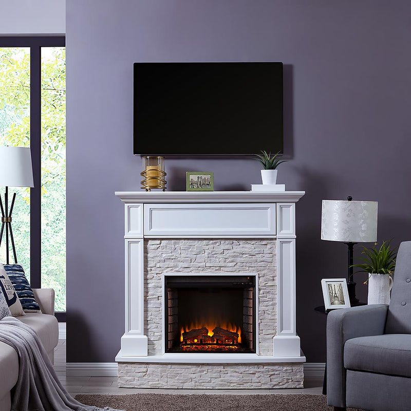 Jacksdale Electric Fireplace Mantel Package in White