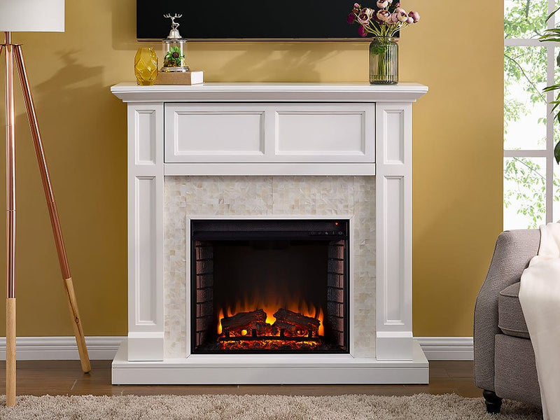 Nobleman Electric Fireplace Mantel Package in White