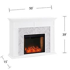 Torlington Electric Fireplace Mantel Package in White w/ Smart Firebox