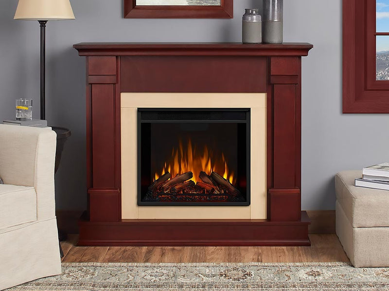 Silverton Electric Fireplace Mantel Package in Dark Mahogany