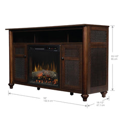 Xavier Electric Fireplace TV Stand in Warm Grainery Brown