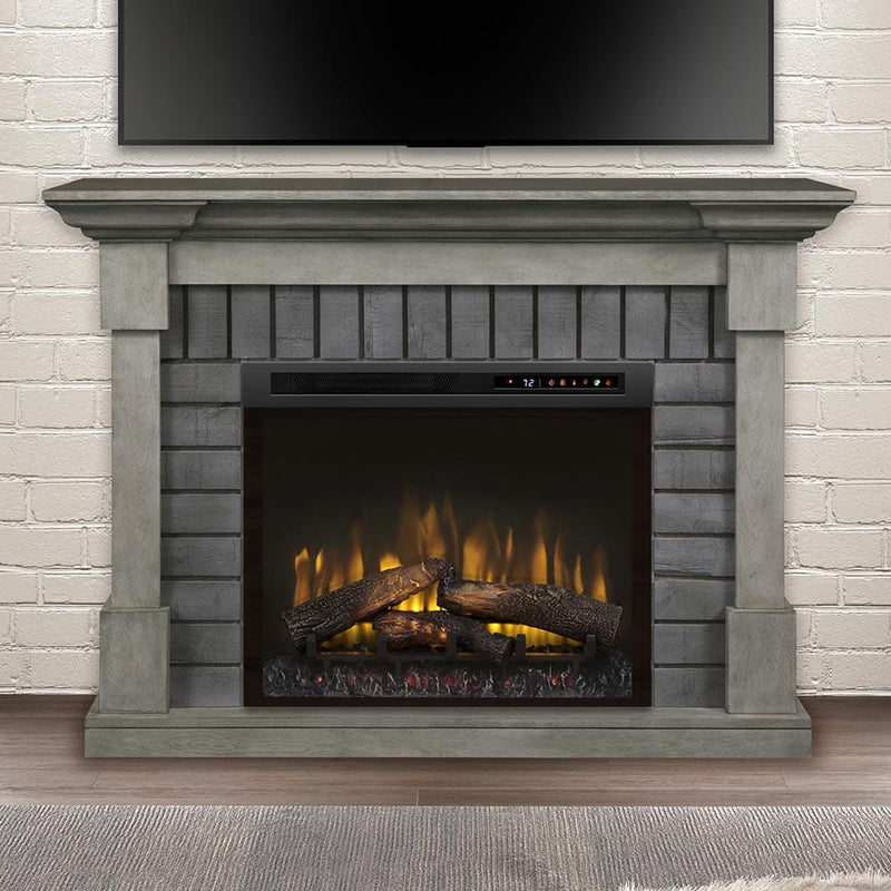 Royce Electric Fireplace Mantel Package in Smoke Stack Grey