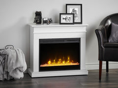 Jasmine Electric Fireplace Mantel Package in White