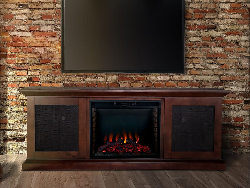 Metallo 70-In Infrared Electric Fireplace Entertainment Center in Pine Cafe