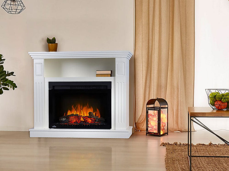 Maddie Electric Fireplace Media Cabinet in White