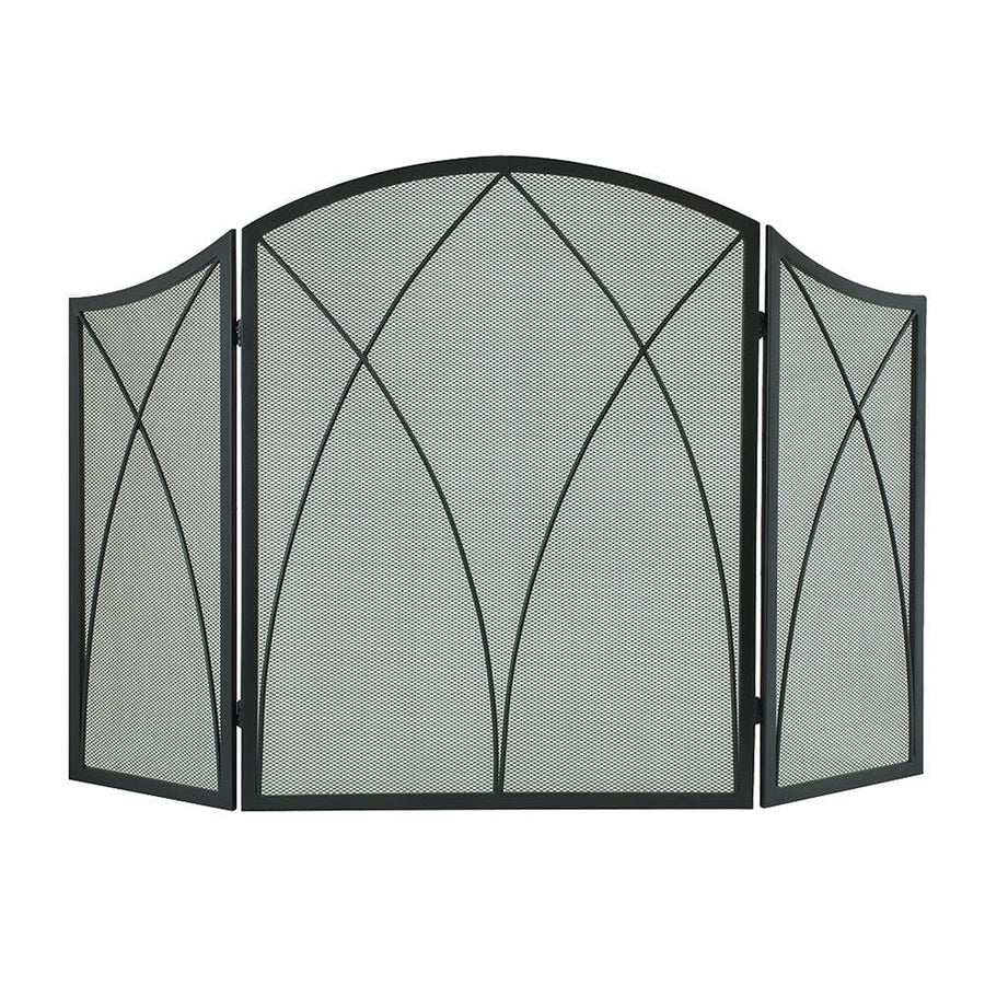 Three Panel Arched Fireplace Screen in Black